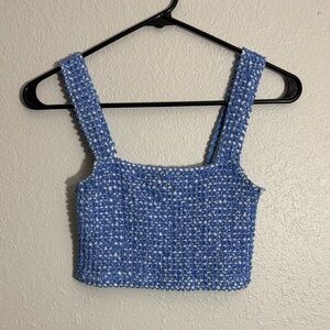 Zara Light Blue Cropped Knit Tank